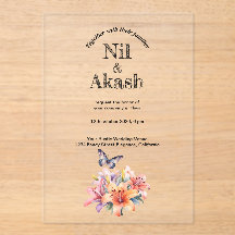 エレガントフローラ澄んアクリル結婚式招待状