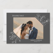 エレガントフローラ煙グレイ結婚ズ サンキューカード (正面)