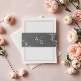 エレガントフローラ煙グレイ結婚ズ 招待状ベリーバンド