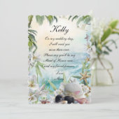 エレガントフローラ熱帯ビーチメイド・オブ・オーナー(花嫁付き添い人) 招待状 (スタンド正面)