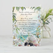 エレガントフローラ熱帯ビーチ結婚式招待状 招待状 (スタンド正面)