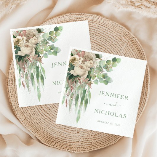 エレガントフローラ牡丹結婚の スタンダードカクテルナプキン