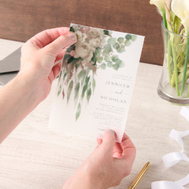 エレガントフローラ牡丹結婚の ベラム紙招待状