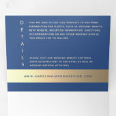 エレガントフローラ王室の金ゴールド結婚ブルー 三つ折り招待状 (内部最初)