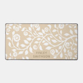 エレガントフローラ白とタンガーリーの名前の追加 デスクマット (正面)