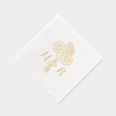 エレガントフローラ白デイジーモノグラ結婚ム 箔ナプキン (右)
