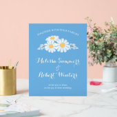 エレガントフローラ白デイジー結婚ズブルー アクリルサイン (ウェディング)