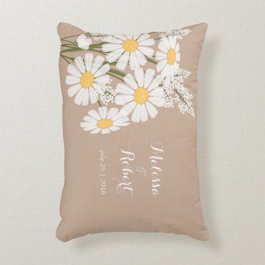 エレガントフローラ白デイジー結婚ズ アクセントクッション (正面(垂直))
