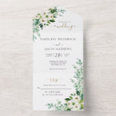 エレガントフローラ白金ゴールドバラ水の色結婚の オールインワン招待状 (内側)