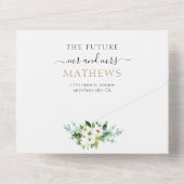 エレガントフローラ白金ゴールドバラ水の色結婚の オールインワン招待状 (裏面)