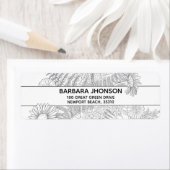 エレガントフローラ白黒デイジー差出人住所 ラベル (インサイチュ)