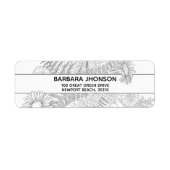 エレガントフローラ白黒デイジー差出人住所 ラベル (正面)