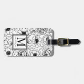 エレガントフローラ白黒名モノグラム ラゲッジタグ (正面横)