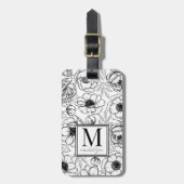 エレガントフローラ白黒名モノグラム ラゲッジタグ (正面縦)