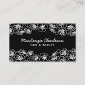 エレガントフローラ白黒名刺 名刺 (正面)