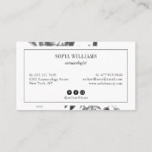 エレガントフローラ白黒水色シックモダン 名刺 (裏面)