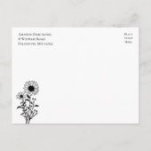 エレガントフローラ白黒結婚たった今結婚しました 案内ポストカード (裏面)