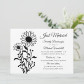 エレガントフローラ白黒結婚たった今結婚しました 案内状 (スタンド正面)