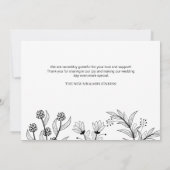 エレガントフローラ白黒結婚ズ サンキューカード (裏面)