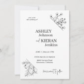 エレガントフローラ白黒結婚ズ 招待状 (正面)