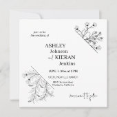 エレガントフローラ白黒結婚ズ 招待状 (正面)