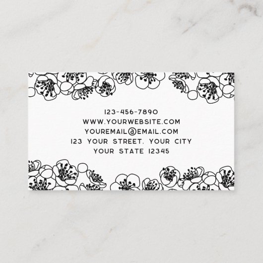 エレガントフローラ白黒 名刺 (裏面)