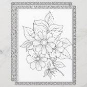 エレガントフローラ着色ページスクラップブック紙 (正面/裏面)