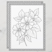 エレガントフローラ着色ページスクラップブック紙 (正面/裏面)