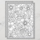 エレガントフローラ着色ページスクラップブック紙 (正面/裏面)