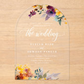 エレガントフローラ秋の結婚式 アクリル招待状 (正面)