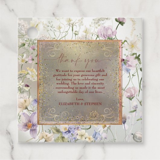 エレガントフローラ秋結婚の感謝メッセージカード フェイバータグ (正面)