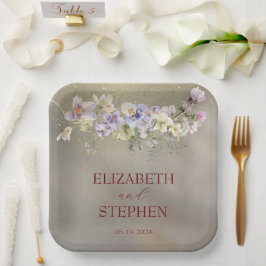 エレガントフローラ秋結婚紙プレート ペーパープレート