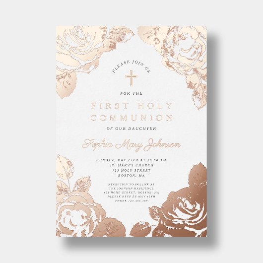 エレガントフローラ第1通信バラ金ゴールド 箔招待状