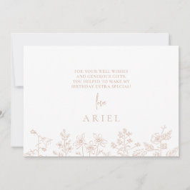 エレガントフローラ粉末ピンクの誕生日サンキューカード サンキューカード