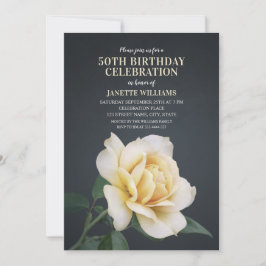 エレガントフローラ素朴イエローローズモダン誕生日 招待状