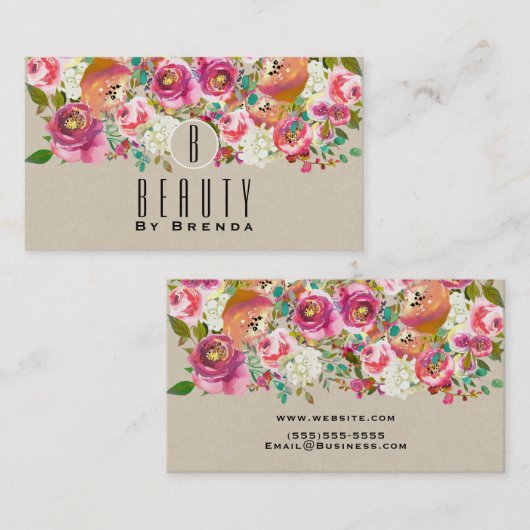 エレガントフローラ素朴シッククラフトグラムカスタム 名刺 (正面/裏面)