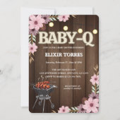 エレガントフローラ素朴ベビー-Qグリル赤ちゃんシャワー 招待状 (正面)