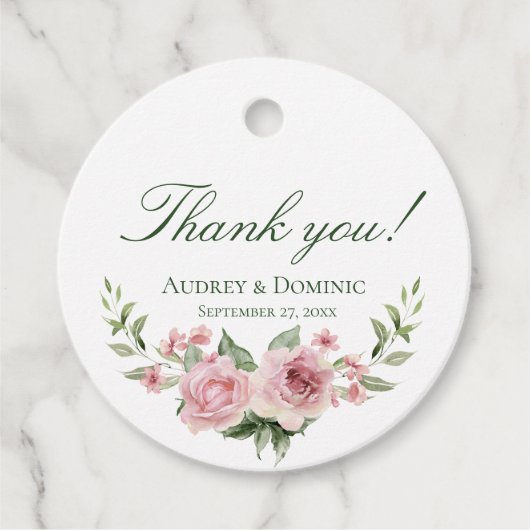 エレガントフローラ素朴植物性ピンクローズ結婚ズ フェイバータグ (正面)