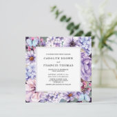 エレガントフローラ紫の水の色結婚の 招待状 (スタンド正面)