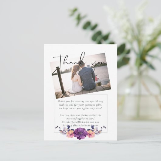 エレガントフローラ紫オレンジ結婚ズ ポストカード (スタンド正面)