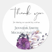 エレガントフローラ紫オレンジ結婚ズ ラウンドシール (正面)