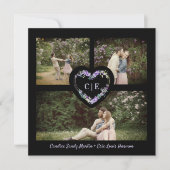 エレガントフローラ紫ハート3写真婚約 セーブザデート (正面)