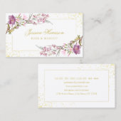 エレガントフローラ紫薄紫ピンクヴィンテージ 名刺 (正面/裏面)