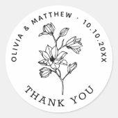 エレガントフローラ結婚ありがとう。ミニマリストのクリーン ラウンドシール (正面)
