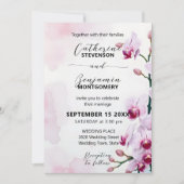 エレガントフローラ結婚とピンクの蛾の蘭 招待状 (正面)