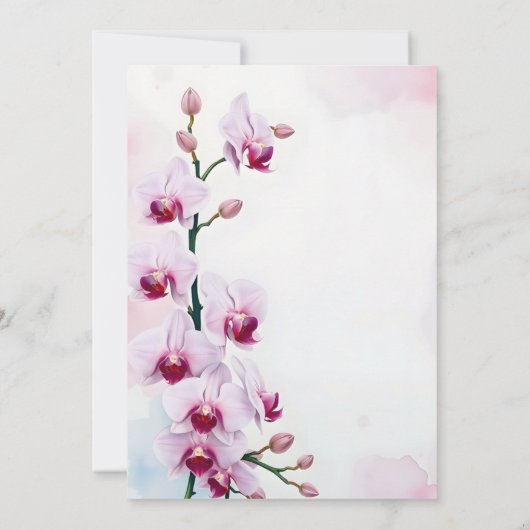 エレガントフローラ結婚とピンクの蛾の蘭 招待状 (裏面)