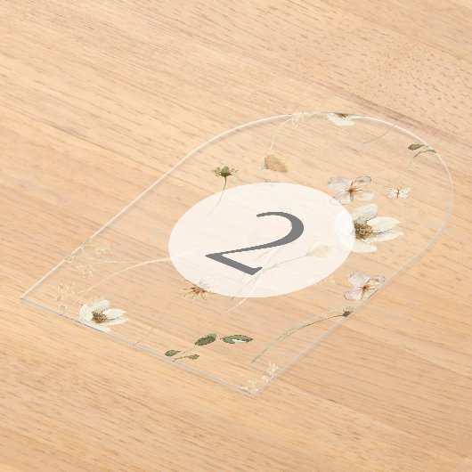 エレガントフローラ結婚のアクリルアーチ表番号 アクリル招待状 (レイダウン)