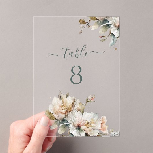 エレガントフローラ結婚のアクリル澄ん製表番号 アクリル招待状 (インサイチュ (ポータブル))