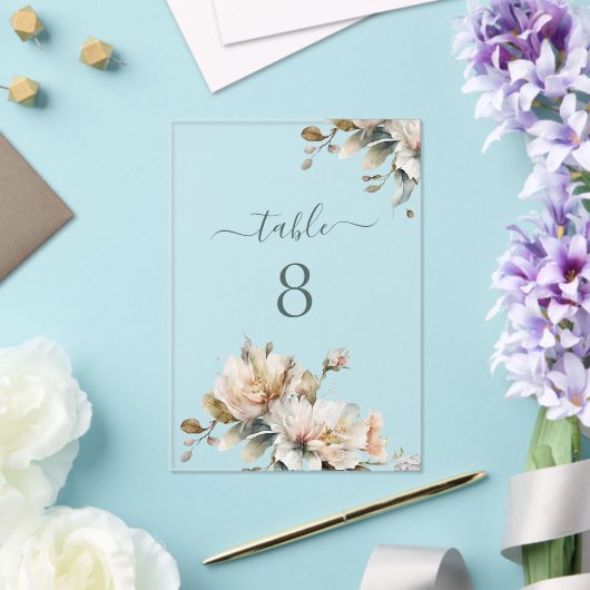 エレガントフローラ結婚のアクリル澄ん製表番号 アクリル招待状 (インサイチュ (ウェディング))