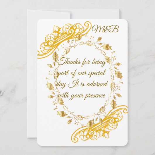 エレガントフローラ結婚のサンキューカードセット サンキューカード (正面)